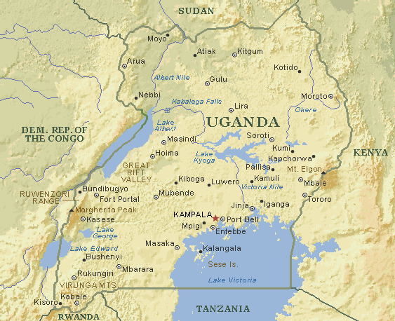 Kaart van Oeganda